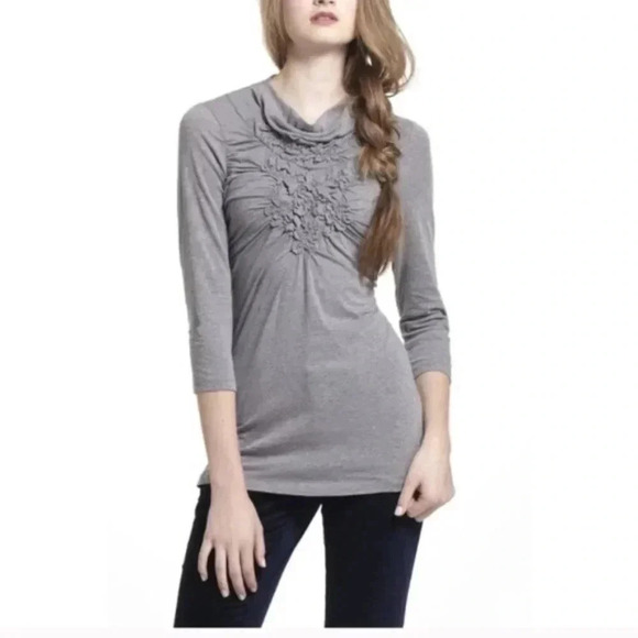 Anthropologie Tops - Anthro Deletta Gathered Ruched Top, Gray, Medium